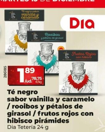 Dia Té Negro Sabor Vainilla Y caramelo / Rooibos Y Pétalos de Girasol / Frutos Rojos Con Hibisco Pirámides oferta