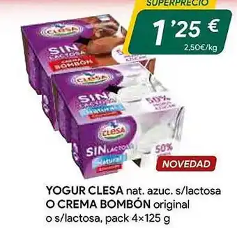 Masymas Yogur clesa nat azuc s lactosa o crema bombón original o s lactosa oferta