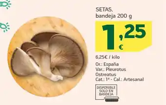 HiperDino Setas bandeja 200g oferta