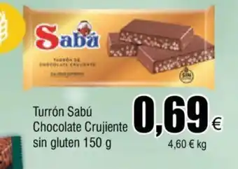 FROIZ Turrón Sabú Chocolate Crujiemte Sin Gluten 150g oferta