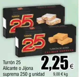 FROIZ Turrón 25 Alicante O Jijona Suprema 250g Unidad oferta