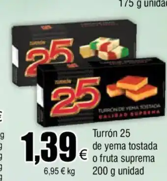 FROIZ Turrón 25 De Yema Tostada o Fruta Suprema 200g unidad oferta