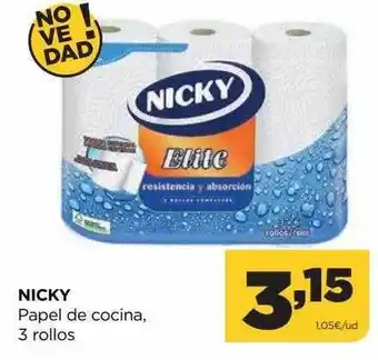 Alimerka Nicky papel de cocina 3 rollos oferta
