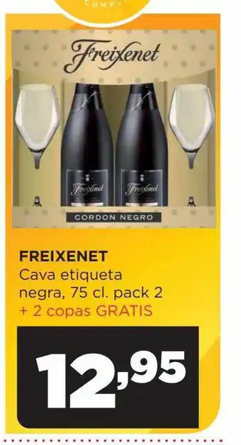 Alimerka Freixenet cava etiqueta negra pack 2 + 2 copas gratis oferta