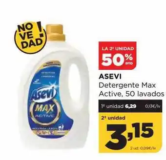 Alimerka La 2a unidad 50% dto asevi detervente max active 50 lavados oferta