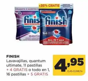 Alimerka Finish lavavajillas quantum ultimate 11 pastillas + 4 gratis o todo en 1 16 pastillas + 5 gratis oferta