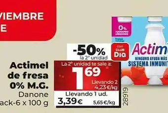 Dia Actimel de fresa 0% m.g. danone pack-6 oferta