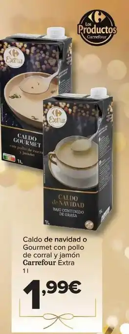 Carrefour Caldo de navidad o gourmet con pollo de corral y jamón carrefour extra oferta