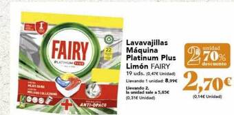 Gadis 2a unidad 70% descuento lavavajillas máquina platinum plus limón fairy oferta