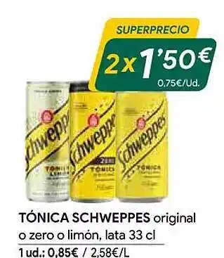 Masymas Tónica schweppes original o zero o limón oferta