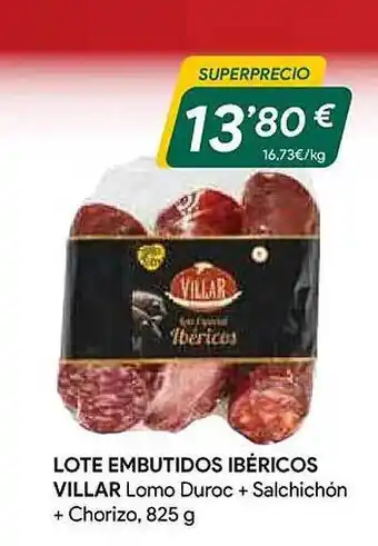 Masymas Lote embutidos ibéricos villar lomo duroc + salchichón + chorizo oferta