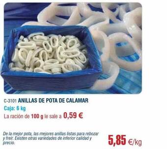 Abordo Anillas de pota de calamar oferta