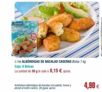 Abordo Albóndigas de bacalao caseras oferta