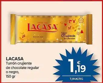 CashDiplo Lacasa turrón crujiente de chocolate regular o negro oferta