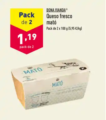 ALDI Bona Vianda Queso fresco mató 2 x 100g oferta