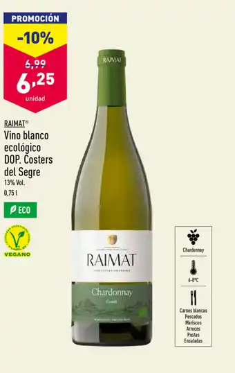 ALDI Raimat Vino blanco ecológico DOP. Costers del Segre 0,75L oferta