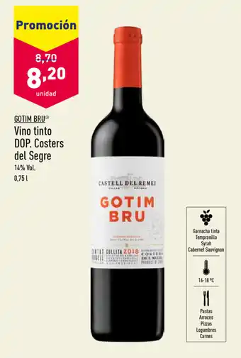 ALDI Gotim Bru Vino tinto DOP. Costers del Segre 0,75L oferta