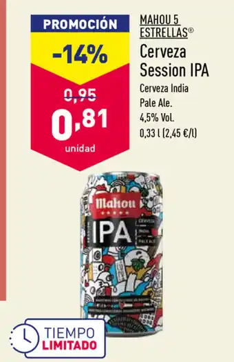 ALDI Mahou 5 Estrellas Cerveza Session IPA 0,33L oferta