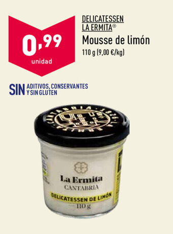 ALDI Delicatessen La Ermita Mousse de limón 110g oferta