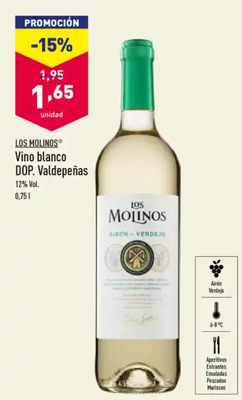 ALDI Los Molinos Vino blanco DOP. Valdepeñas 0,75L oferta