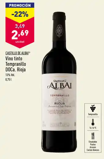 ALDI Castillo De Albai Vino tinto Tempranillo DOCa. Rioja 0,75L oferta