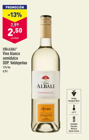 ALDI Viña Albali Vino blanco semidulce DOP. Valdepeñas 0,75L oferta