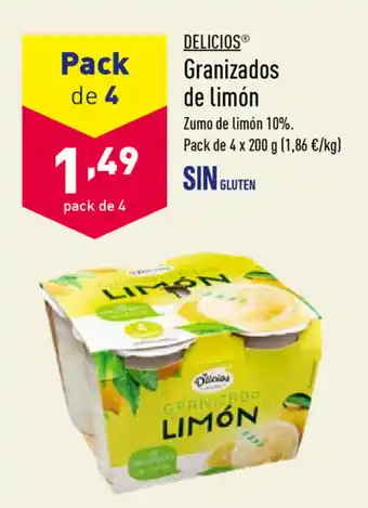 ALDI Delicios Granizados de limón 4x200g oferta