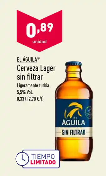 ALDI El Águila Cerveza Lager sin filtrar 0,33L oferta