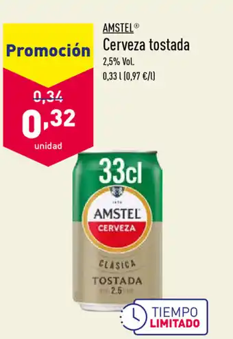 ALDI Amstel Cerveza tostada 0,33L oferta