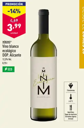ALDI Mínimo Vino blanco ecológico DOP. Alicante 0,75L oferta