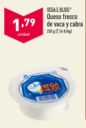 ALDI Vega E Hijos Queso fresco de vaca y cabra 250g oferta