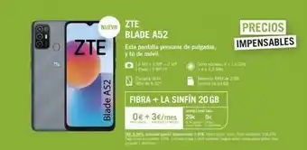 Yoigo Ooo o zte zte nuevo zte blade a52 blade a52 esta pantalla presume de pulgadas, y tú de móvil. 13 mp + 2 mp + 2 mp y fl oferta