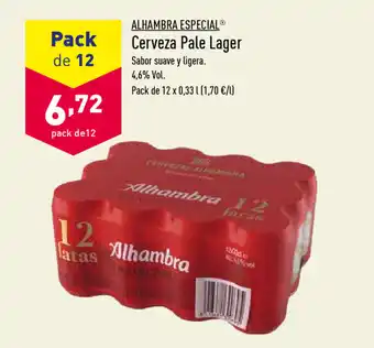 ALDI Alhambra Especial Cerveza Pale lager 12 x 0,33L oferta