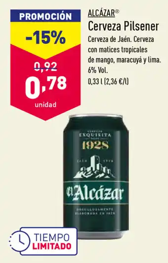 ALDI Alcázar Cerveza Pilsener 0,33L oferta