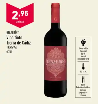 ALDI Gibalbín Vino Tinto Tierra de Cádiz 0,75L oferta