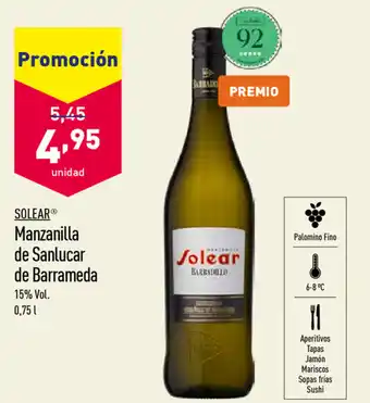 ALDI Solear Manzanilla de Sanlucar de Barrameda 0,75L oferta