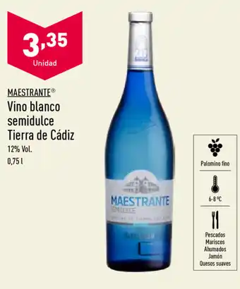 ALDI Maestrante Vino blanco semidulce Tierra de Cádiz 0,75L oferta