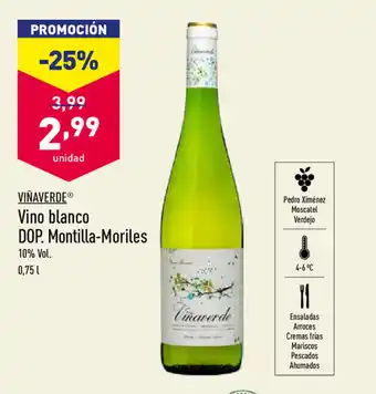 ALDI Viñaverde Vino blanco DOP. Montilla-Moriles 0,75L oferta