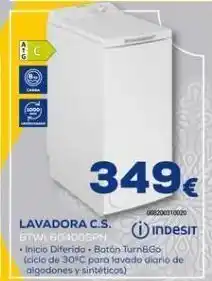 Euronics 349€ 008200310020 lavadora c.s. indesit btwl60400spn - inicio diferido. botón turn&go (ciclo de 30ºc para lavado diario d oferta