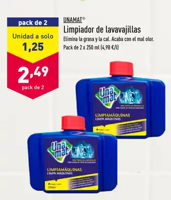 ALDI Unamat Limpiador de lavavajillas 2 x 250ml oferta
