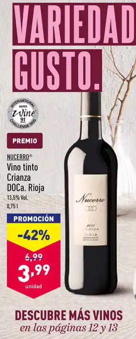 ALDI Nucero Vino Tinto Crianza DOCa Rioja 0,75L oferta