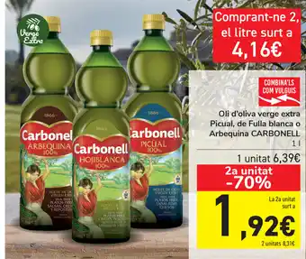 Carrefour Carbonell Olid d'oliva verge extra Picual, de Fulla blanca o Arbequina 1L oferta
