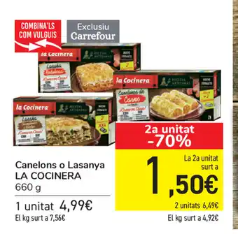 Carrefour La Cocinera Canelons o Lasanya 660g oferta