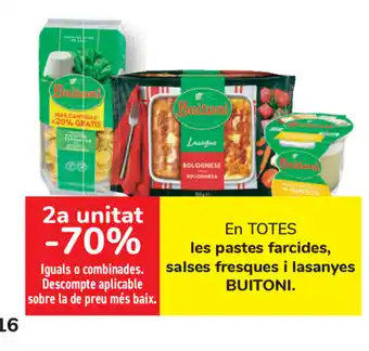 Carrefour Buitoni les pastes farcides, salse fresques i lasanyes oferta
