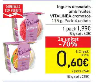 Carrefour Vitalinea logurts desnatats amb fruites 115g oferta