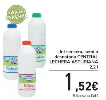 Carrefour Central lechera Asturiana Llet sencera, semi o desnatada 2,2L oferta