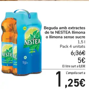 Carrefour Nestea Beguda amb extractes de te llimona o llimona sense sucre 1,5L oferta