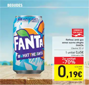 Carrefour Fanta Refresc amb gas sense sucres afegits 33cl oferta