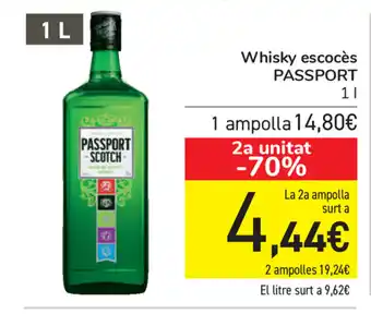 Carrefour Passport Scotch Whisky escocès 1L oferta