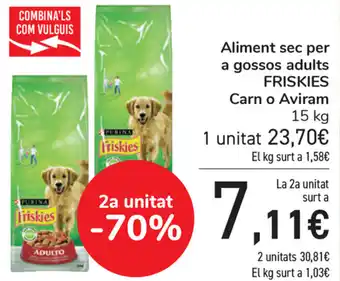 Carrefour Friskies Aliment sec per a gossos adults Carn o Aviram 15kg oferta